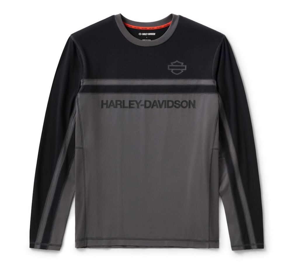 NWT Harley Davidson Men's H-D TECH Color Block Vented Long Sleeve Crew sz 2XL